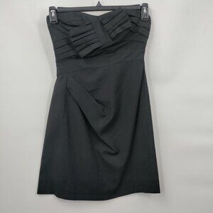 M.M Couture Pleated Sweetheart Neckline Strapless Cocktail Dress Medium Black